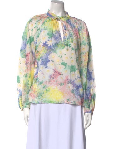A.p.c. Tops Floral Print Tie Neck Blouse Us6, Fr38 | M