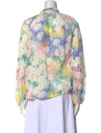 A.P.C. Floral Print Tie Neck Blouse