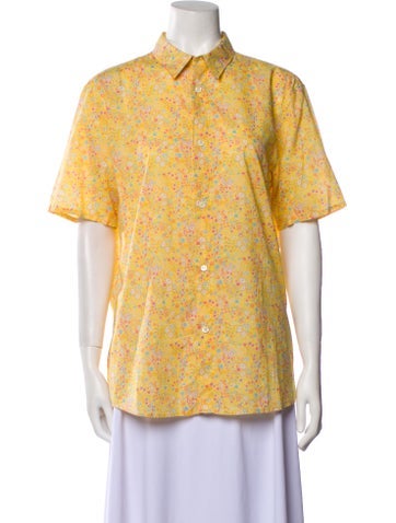 A.p.c. Tops Floral Print Short Sleeve Button-Up Top M