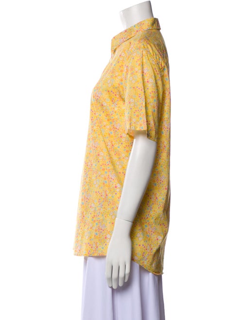 A.P.C. Floral Print Short Sleeve Button-Up Top