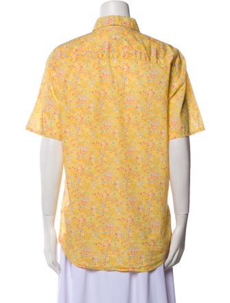 A.P.C. Floral Print Short Sleeve Button-Up Top