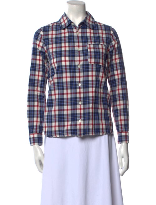 A.P.C. Plaid Print Long Sleeve Button-Up Top