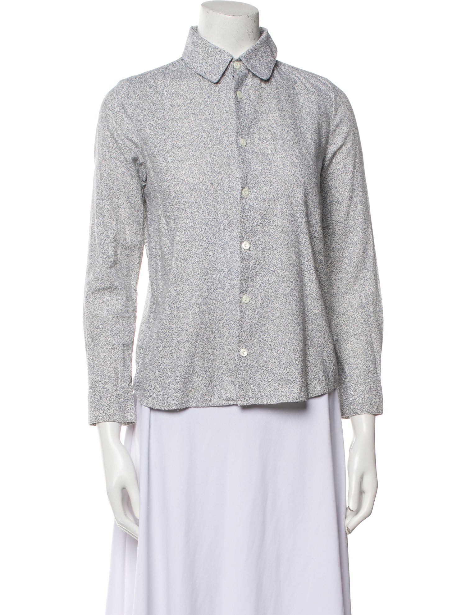 A.P.C. Printed Three-Quarter Sleeve Button-Up Top