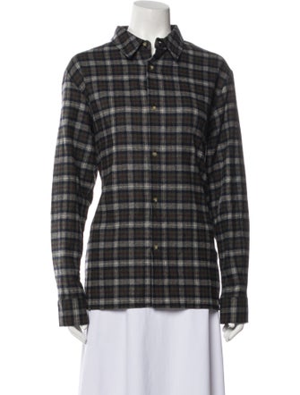 A.P.C. Wool Plaid Print Button-Up Top