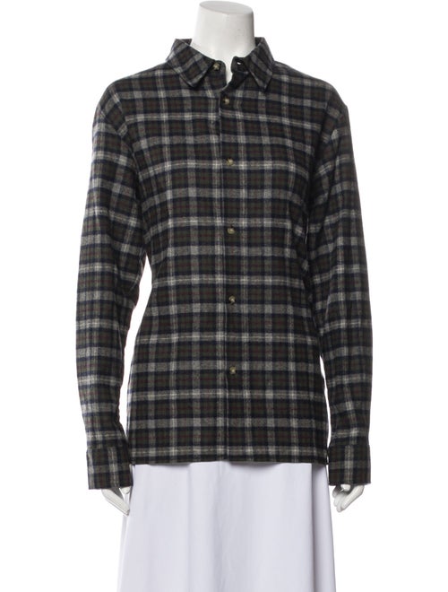 A.P.C. Wool Plaid Print Button-Up Top