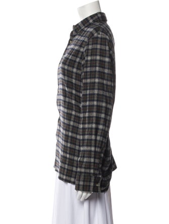 A.P.C. Wool Plaid Print Button-Up Top