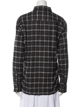 A.P.C. Wool Plaid Print Button-Up Top