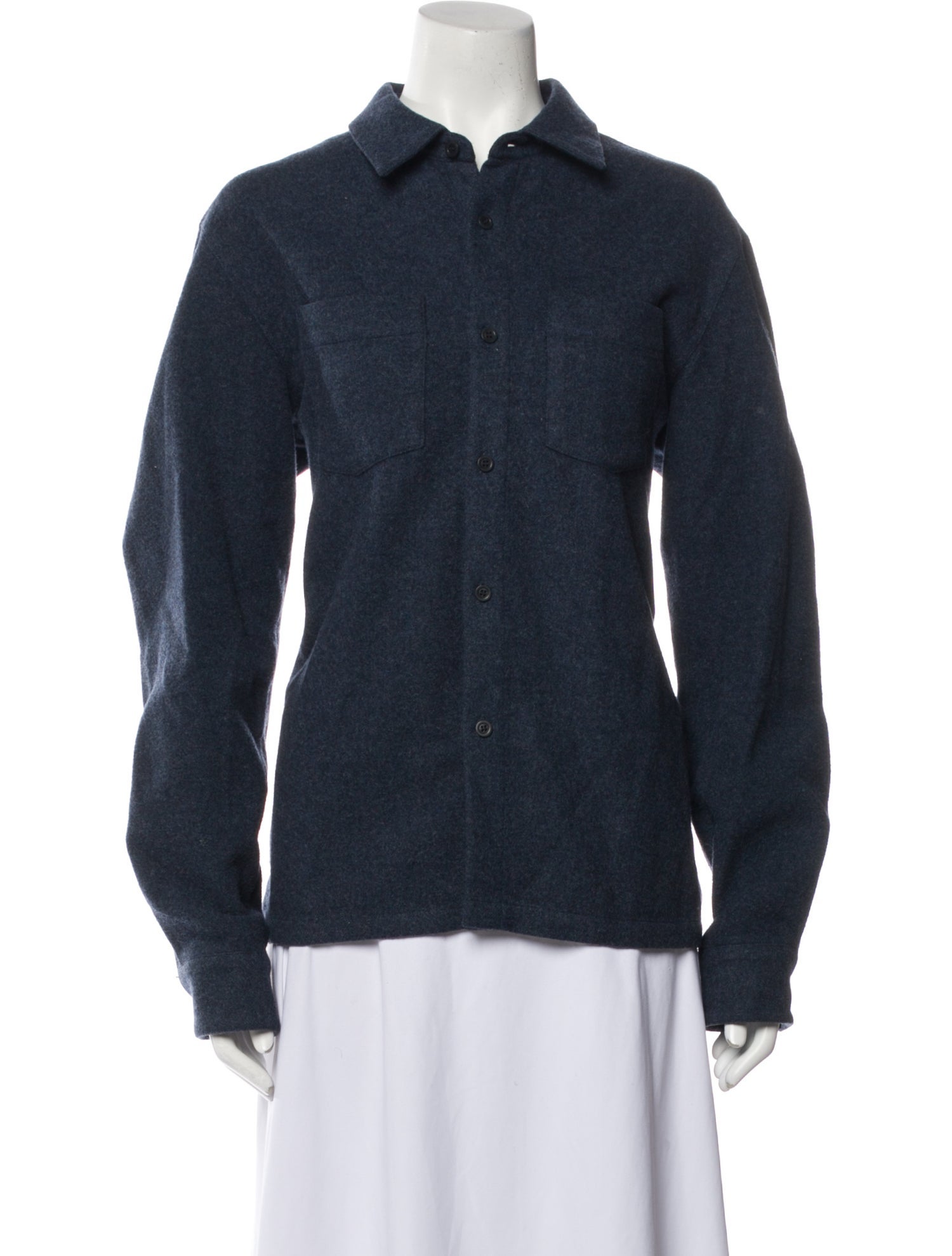 A.P.C. Wool Long Sleeve Button-Up Top