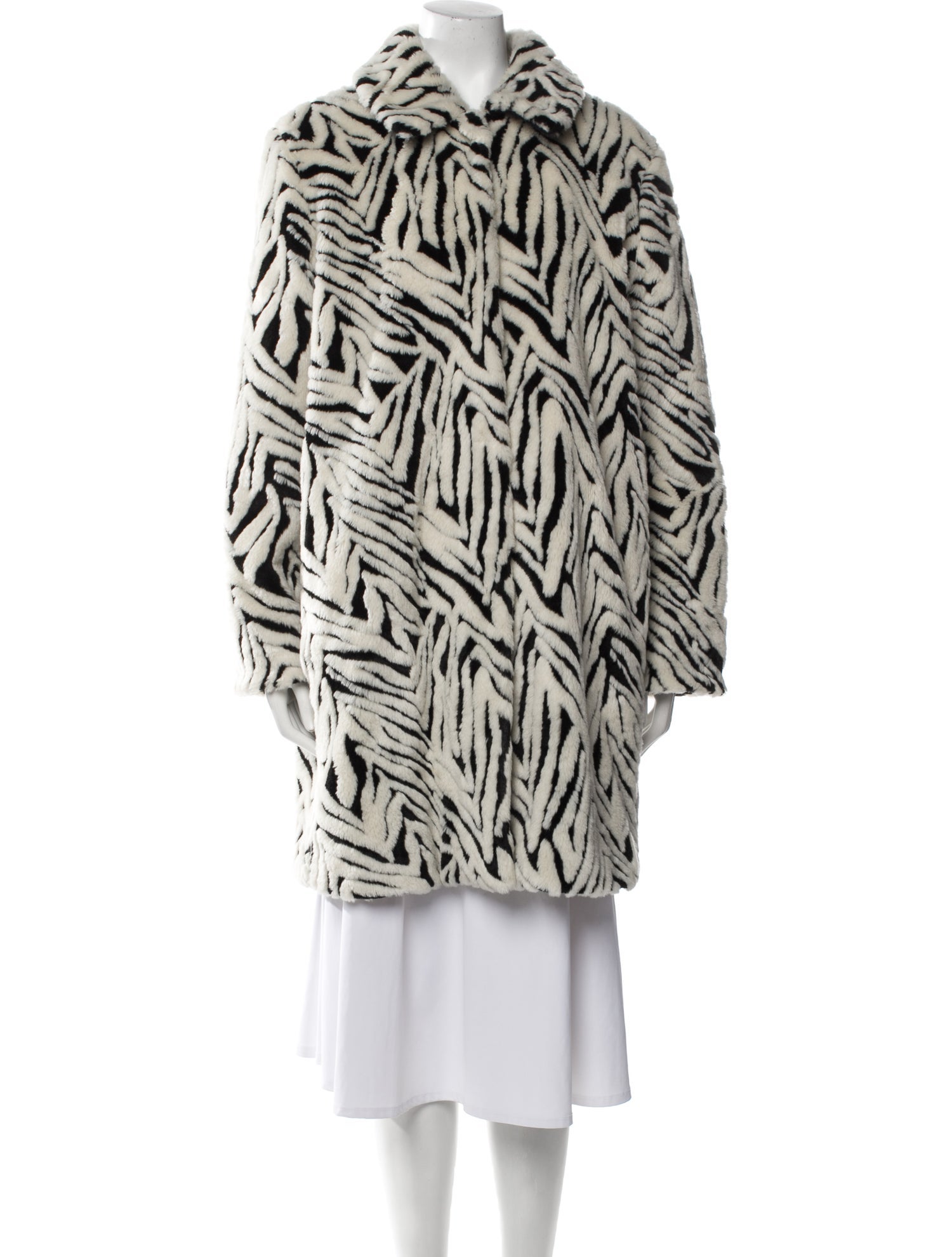 A.P.C. Striped Faux Fur Coat