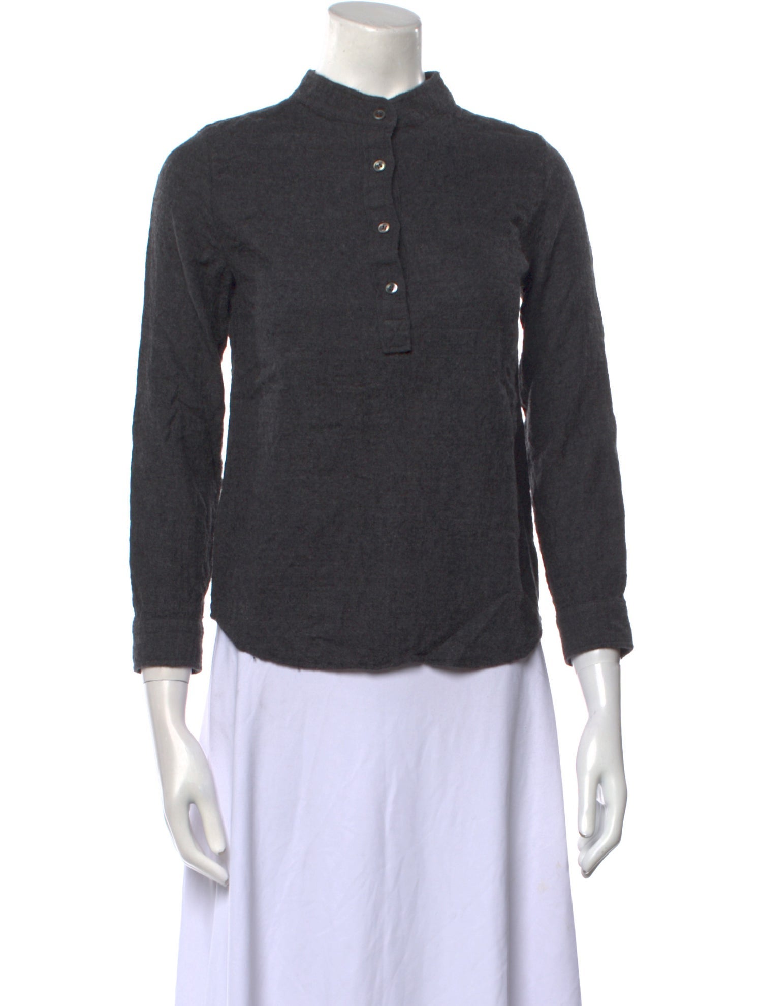 A.P.C. Wool Mock Neck Button-Up Top