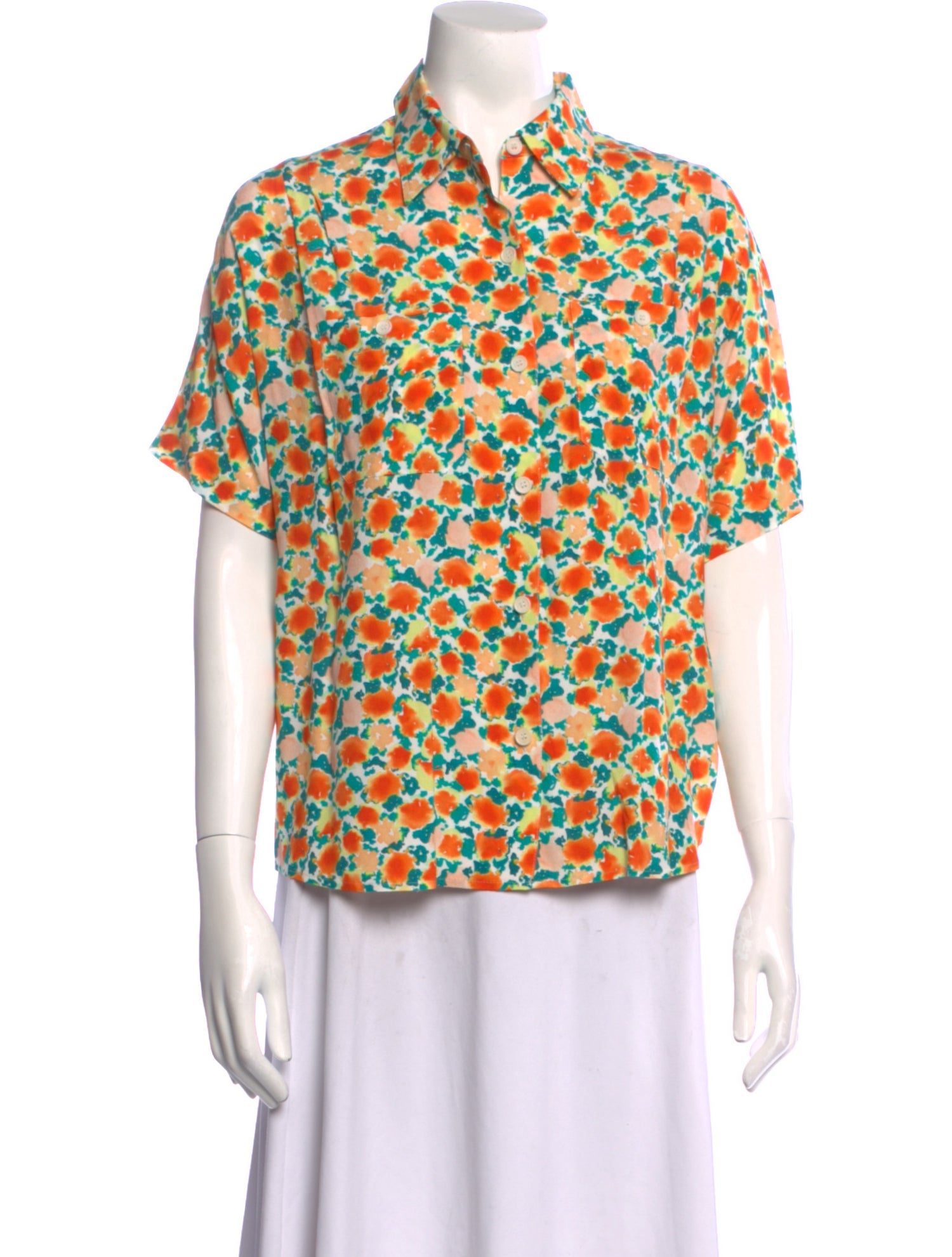 A.P.C. Printed Short Sleeve Button-Up Top