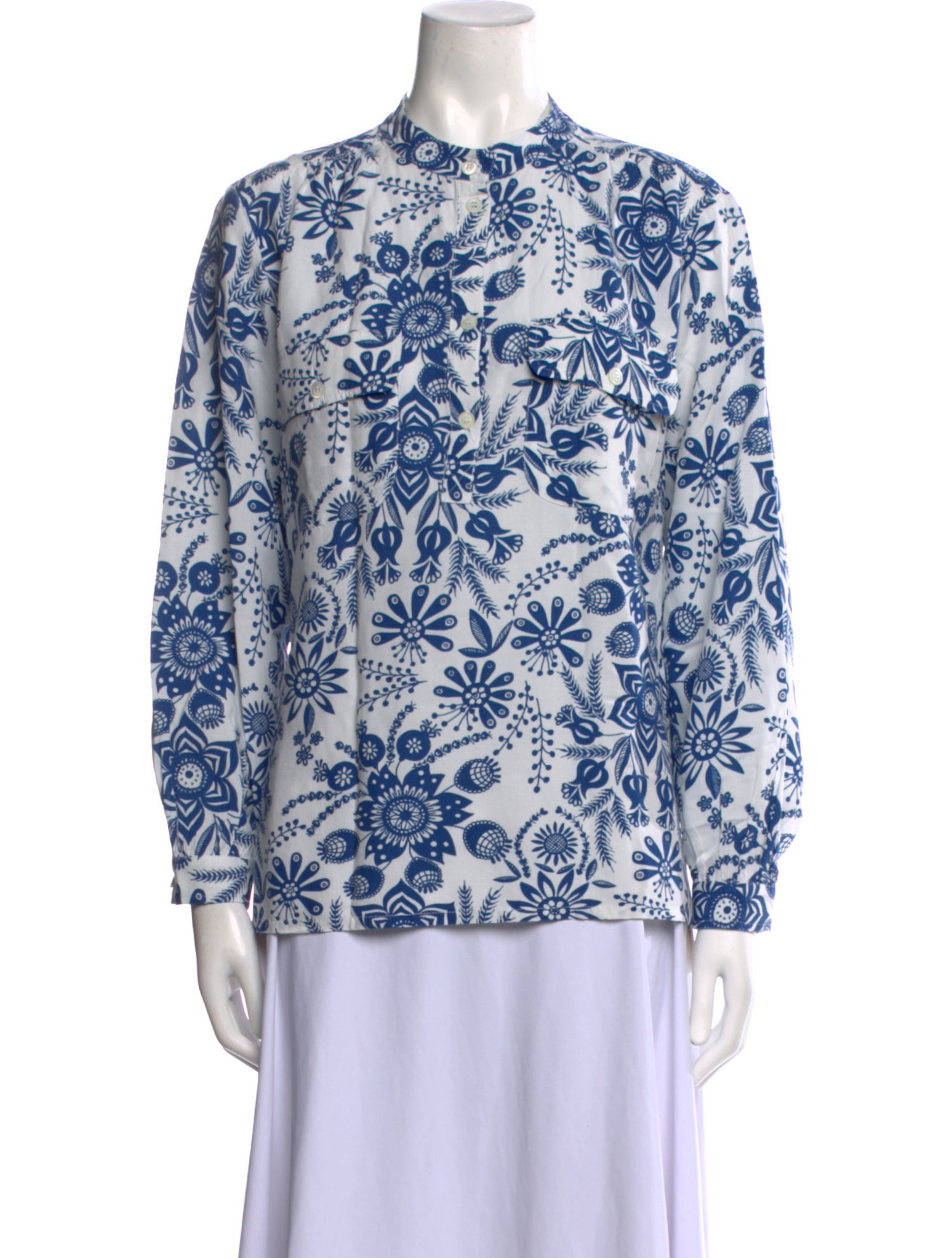 A.P.C. Floral Print Mock Neck Blouse