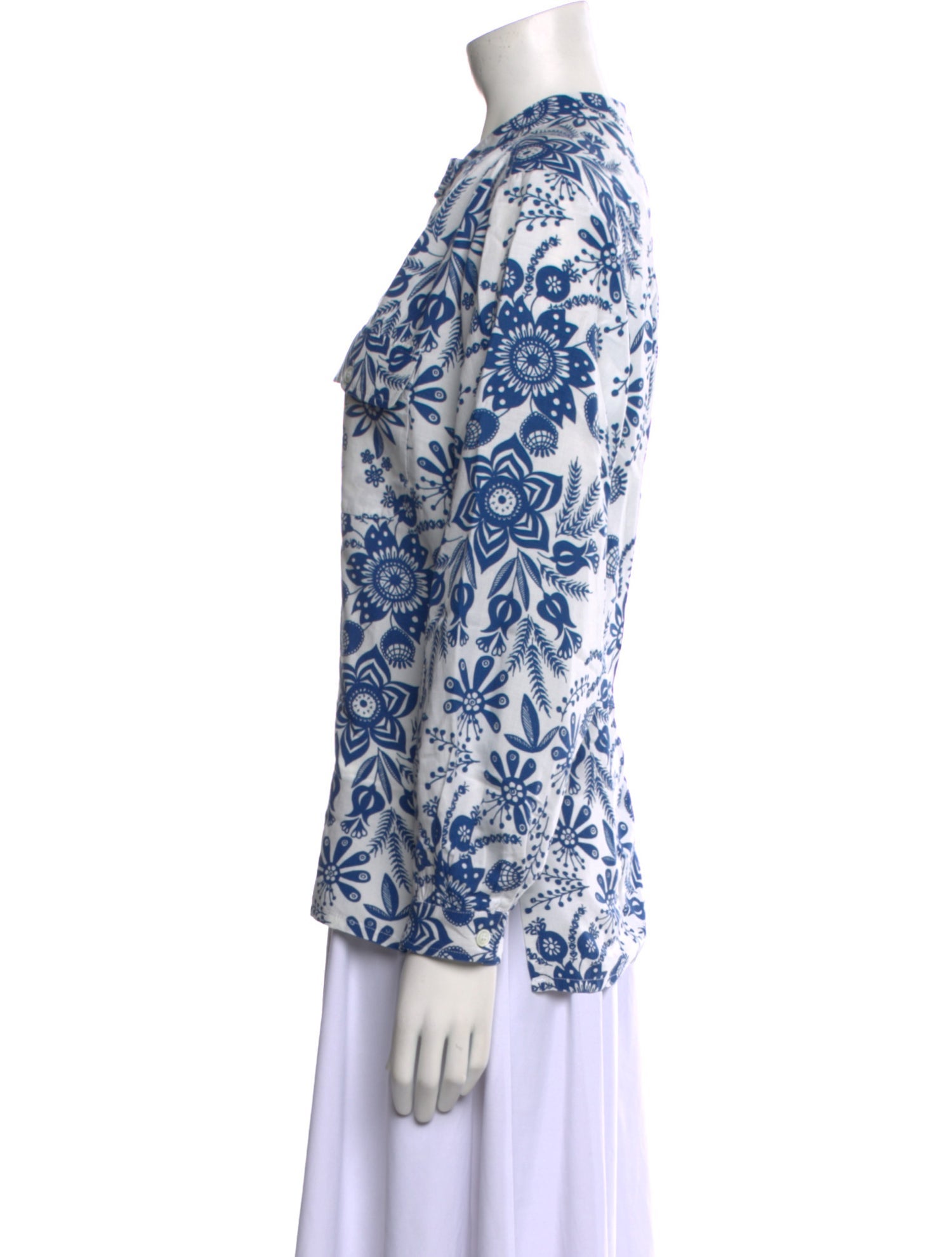 A.P.C. Floral Print Mock Neck Blouse