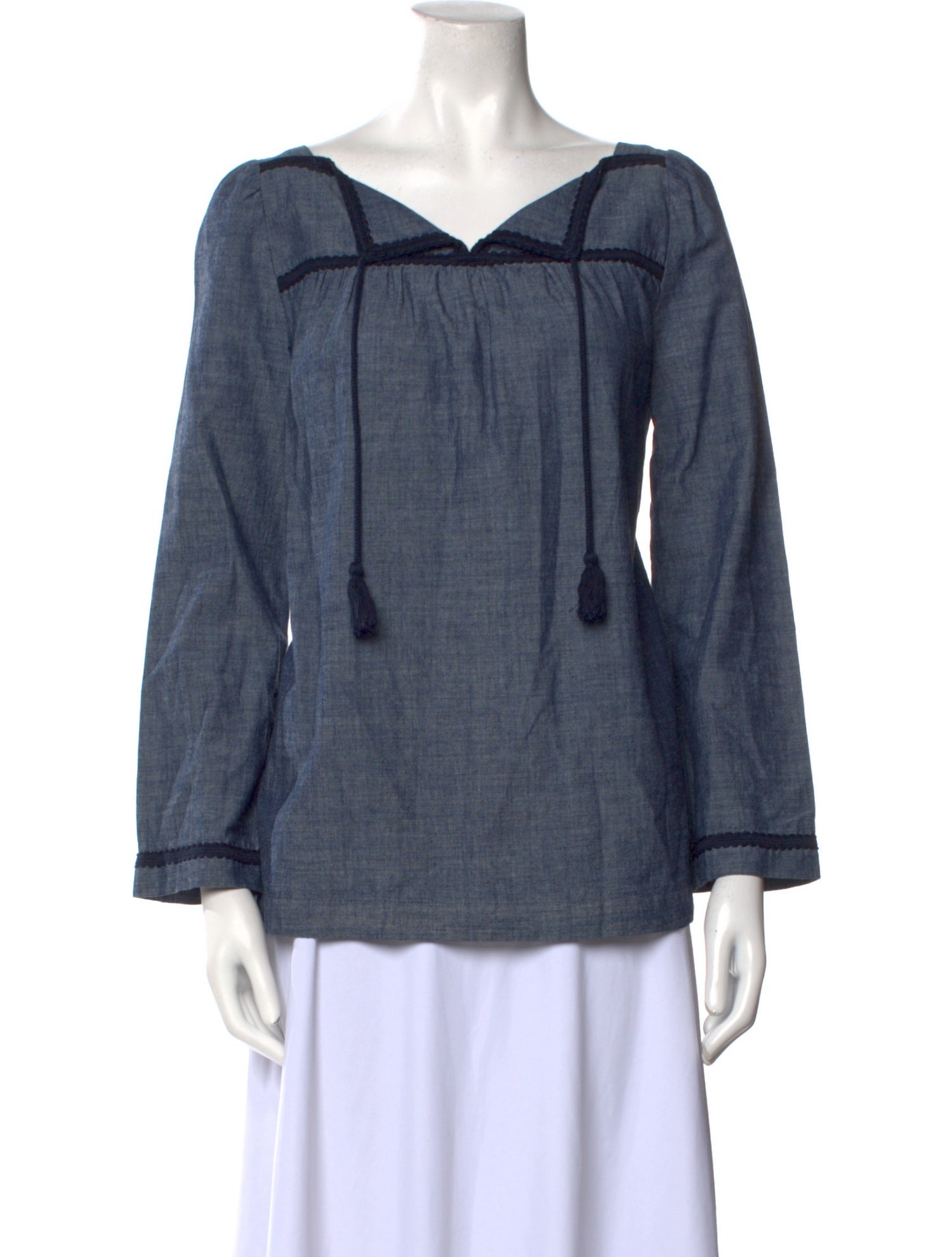 A.P.C. V-Neck Long Sleeve Blouse