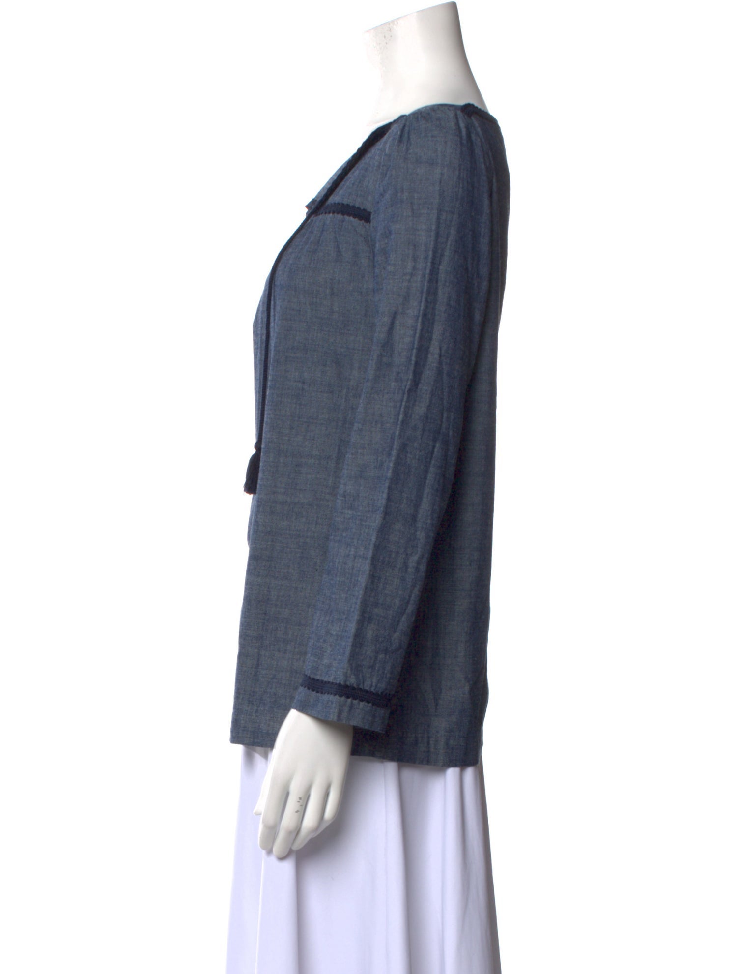 A.P.C. V-Neck Long Sleeve Blouse