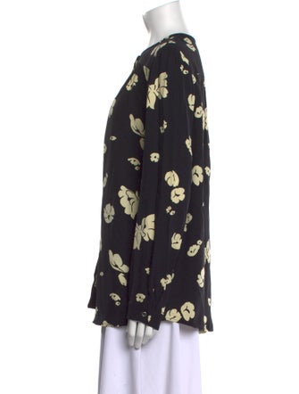 A.P.C. Floral Print Crew Neck Button-Up Top