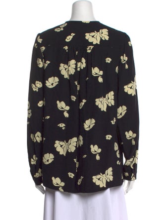 A.P.C. Floral Print Crew Neck Button-Up Top