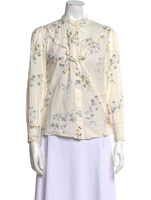 A.P.C. Floral Print Mock Neck Blouse