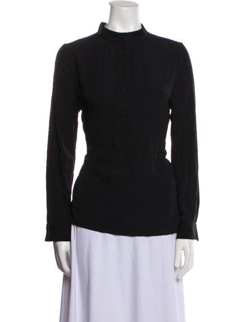 A.P.C. Mock Neck Long Sleeve Button-Up Top