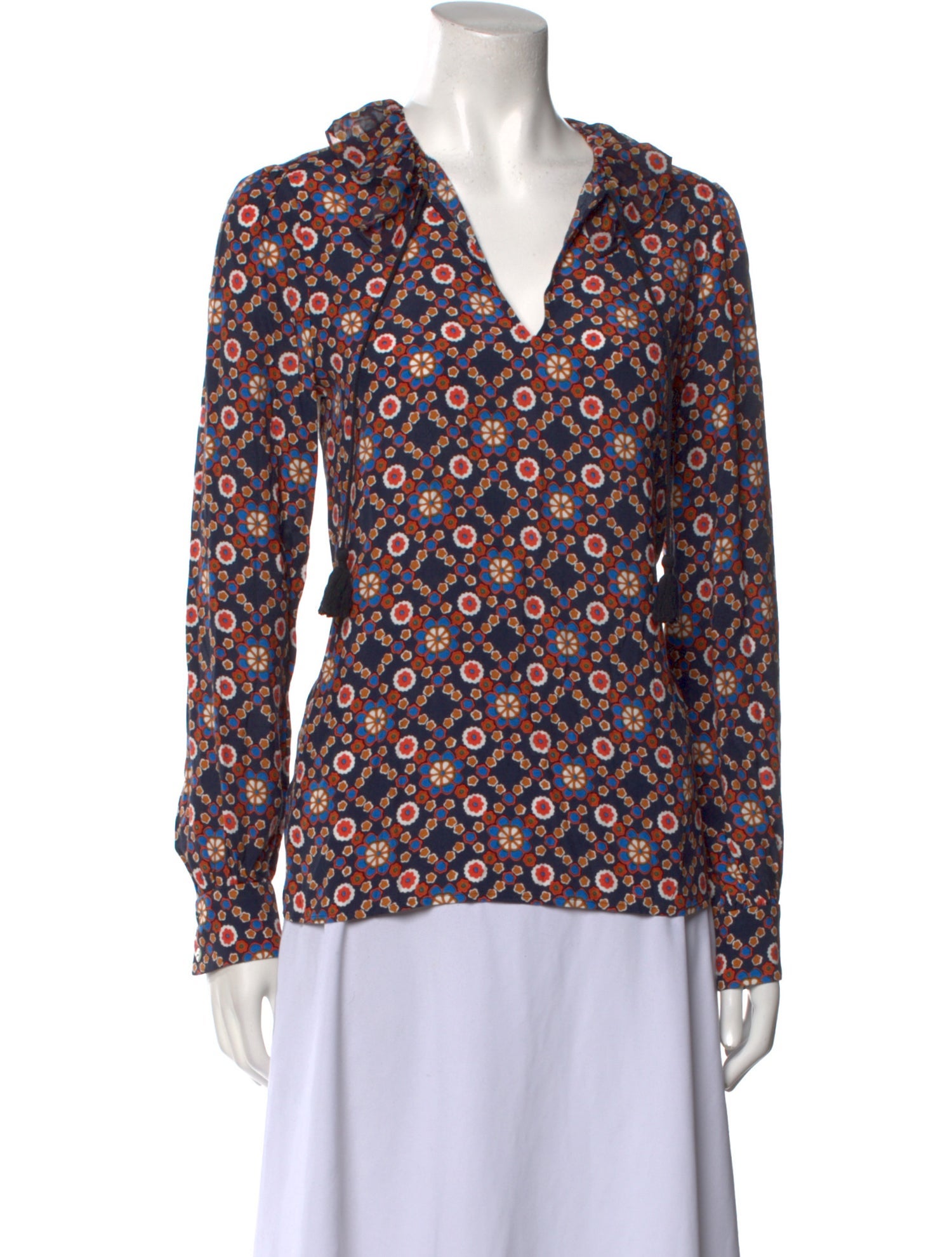 A.P.C. Printed V-Neck Blouse