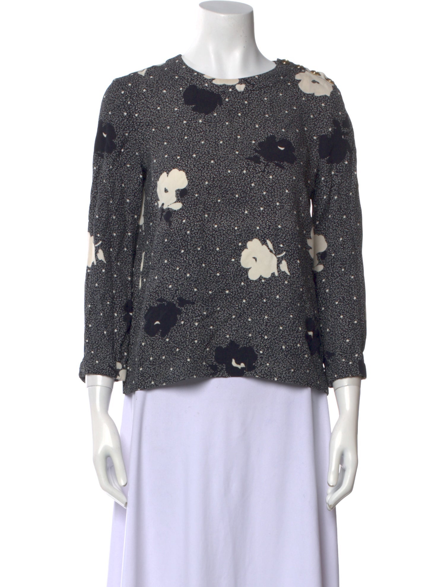 A.P.C. Floral Print Crew Neck Blouse