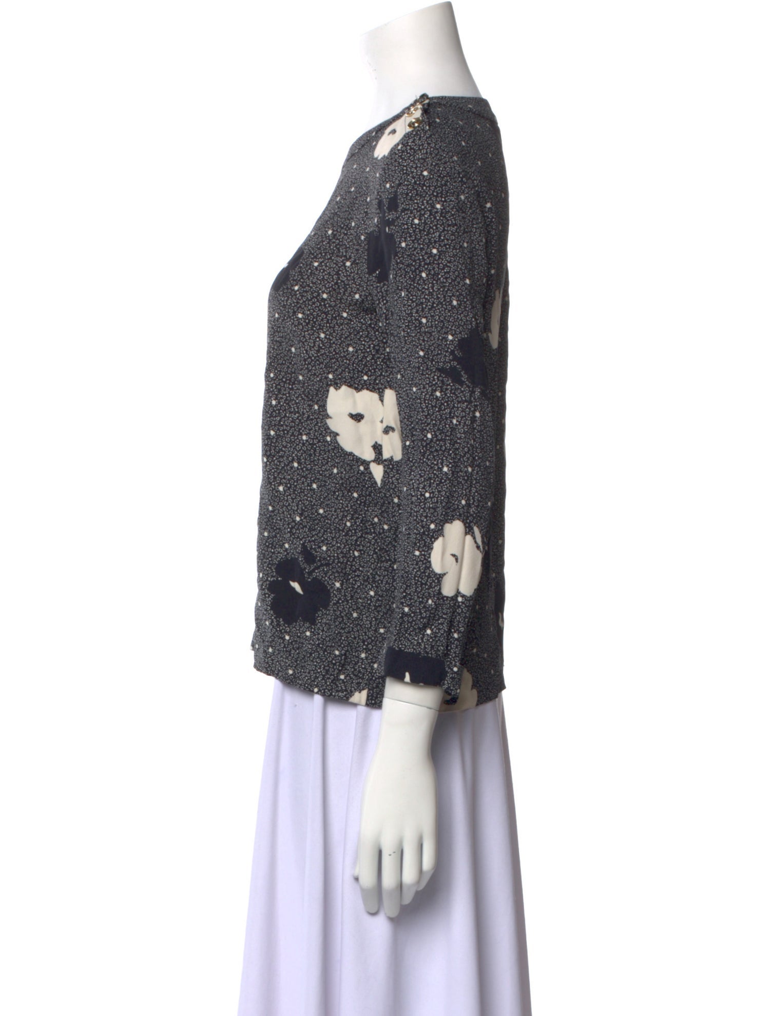 A.P.C. Floral Print Crew Neck Blouse