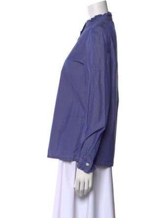 A.P.C. Striped Mock Neck Button-Up Top