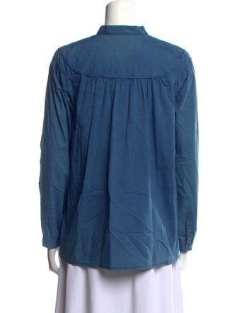 A.P.C. Mock Neck Long Sleeve Button-Up Top