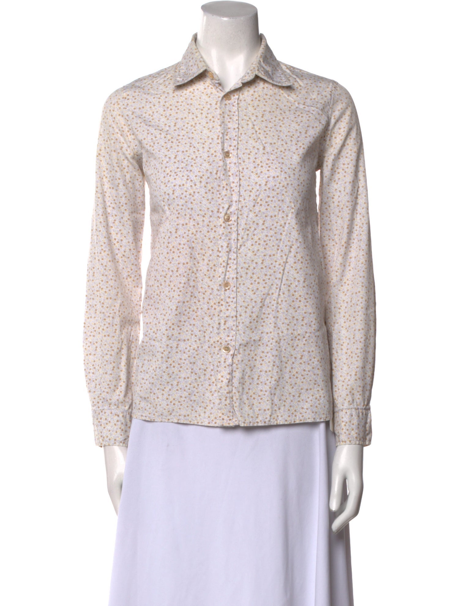 A.P.C. Printed Long Sleeve Button-Up Top