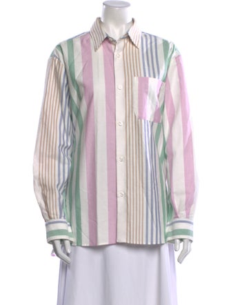 A.P.C. Striped Long Sleeve Button-Up Top