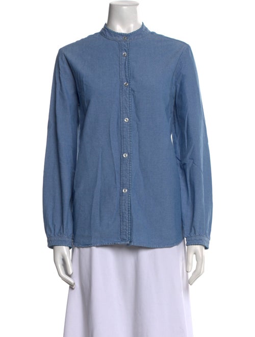 A.P.C. Mock Neck Long Sleeve Button-Up Top