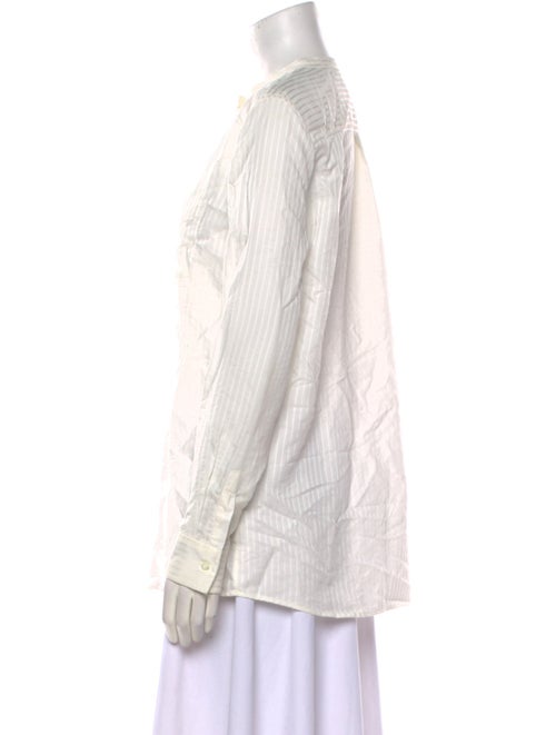 A.P.C. Striped Mock Neck Button-Up Top