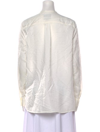 A.P.C. Striped Mock Neck Button-Up Top