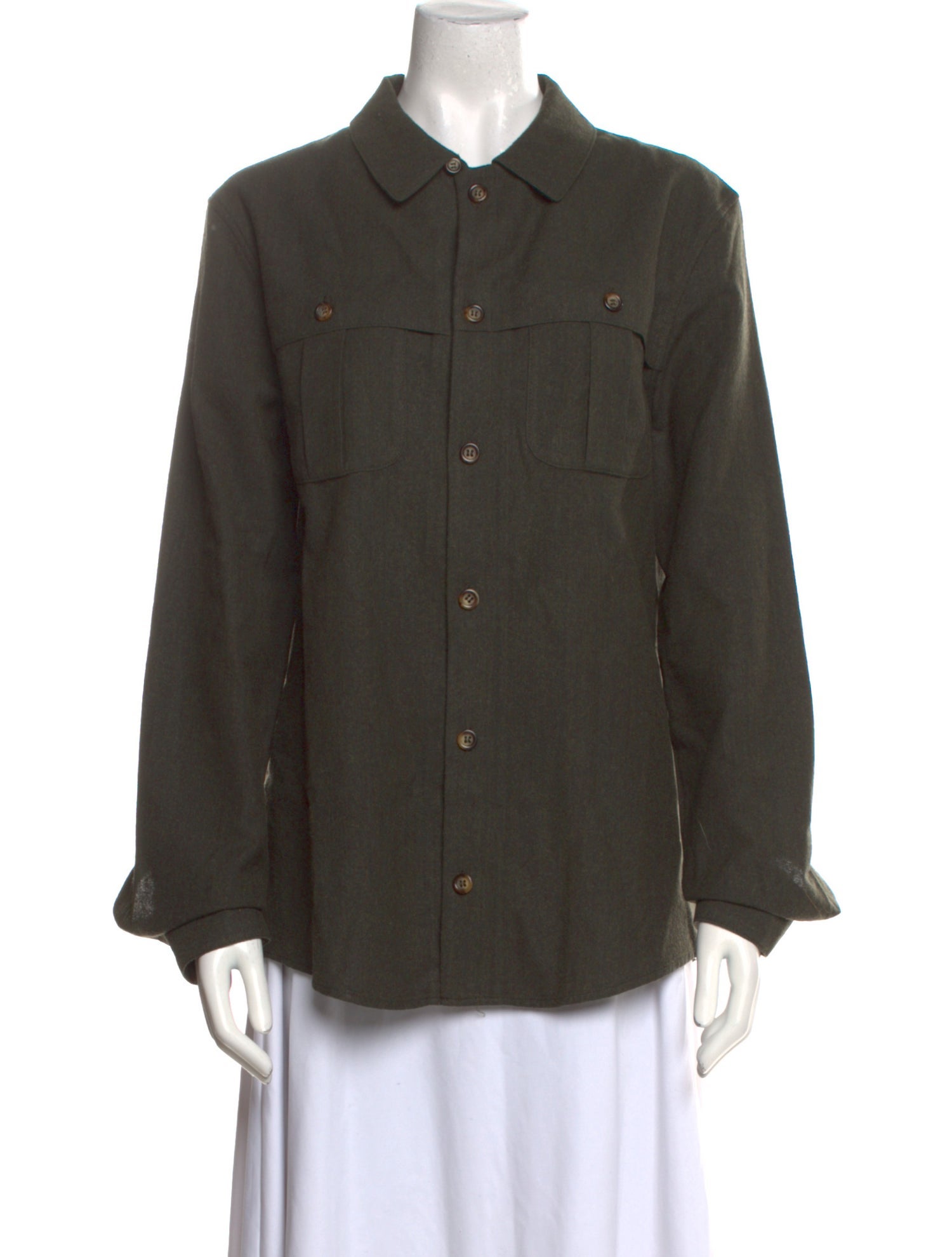 A.P.C. Wool Long Sleeve Button-Up Top