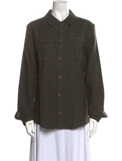 A.P.C. Wool Long Sleeve Button-Up Top