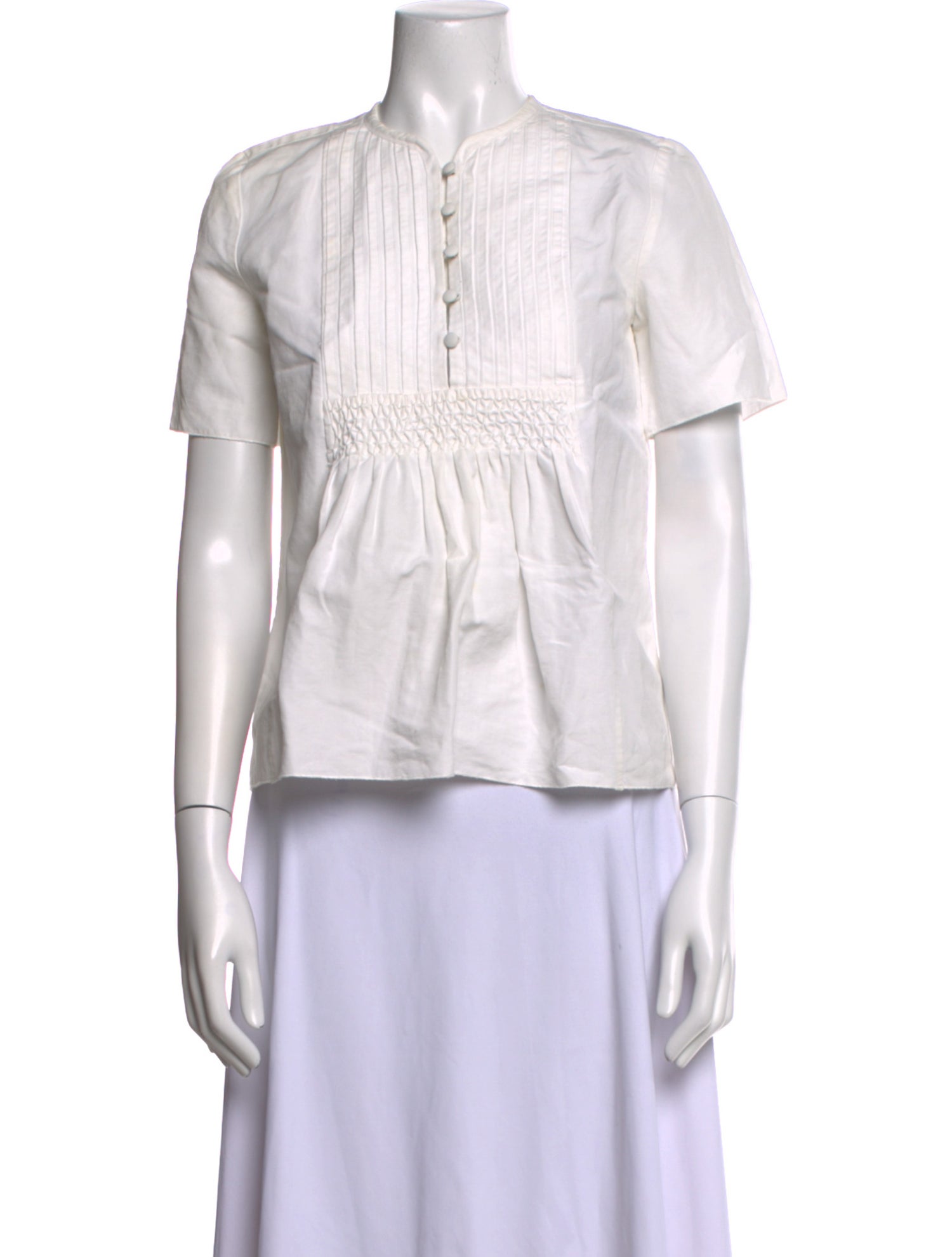 A.P.C. Linen Short Sleeve Button-Up Top