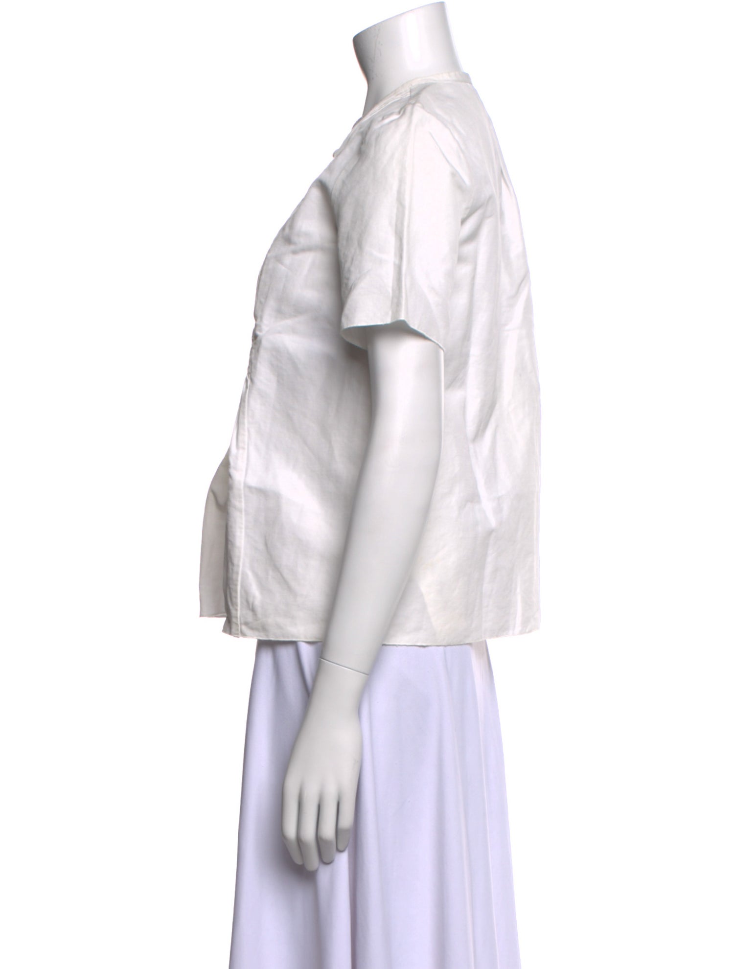 A.P.C. Linen Short Sleeve Button-Up Top