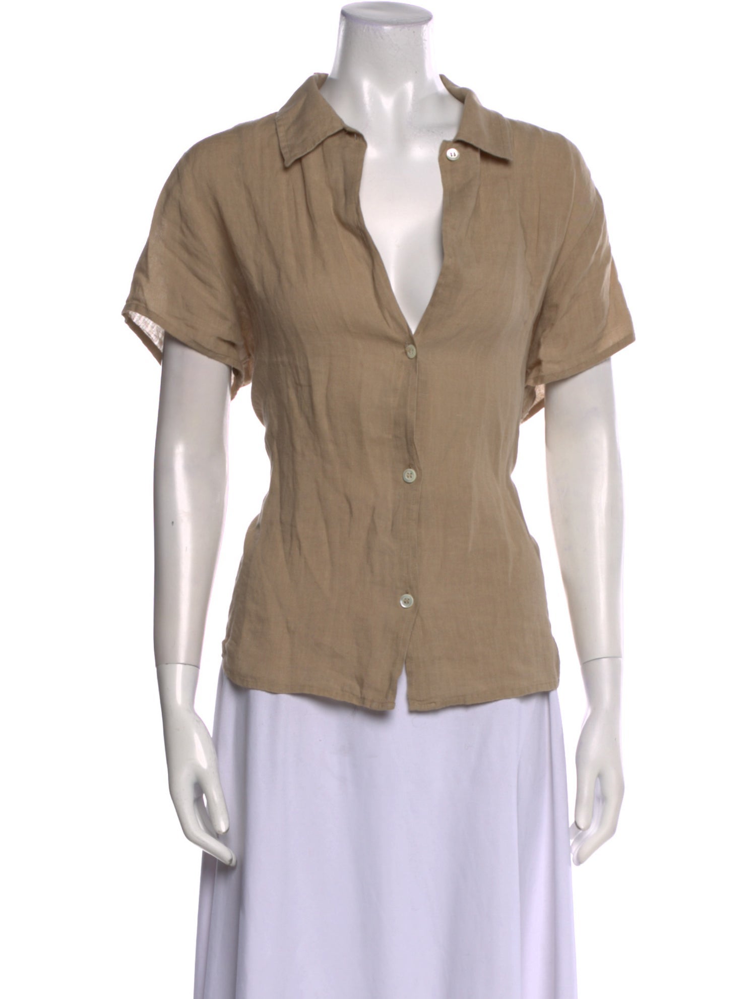 A.P.C. Linen Short Sleeve Button-Up Top