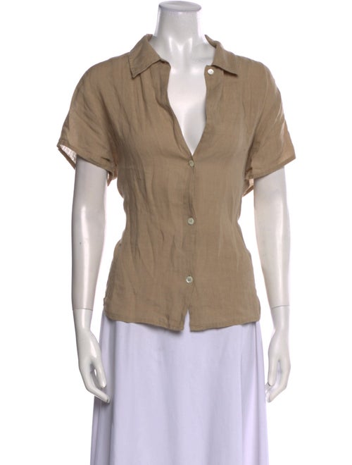 A.P.C. Linen Short Sleeve Button-Up Top