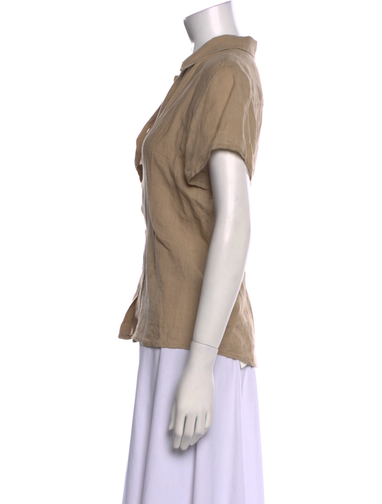 A.P.C. Linen Short Sleeve Button-Up Top