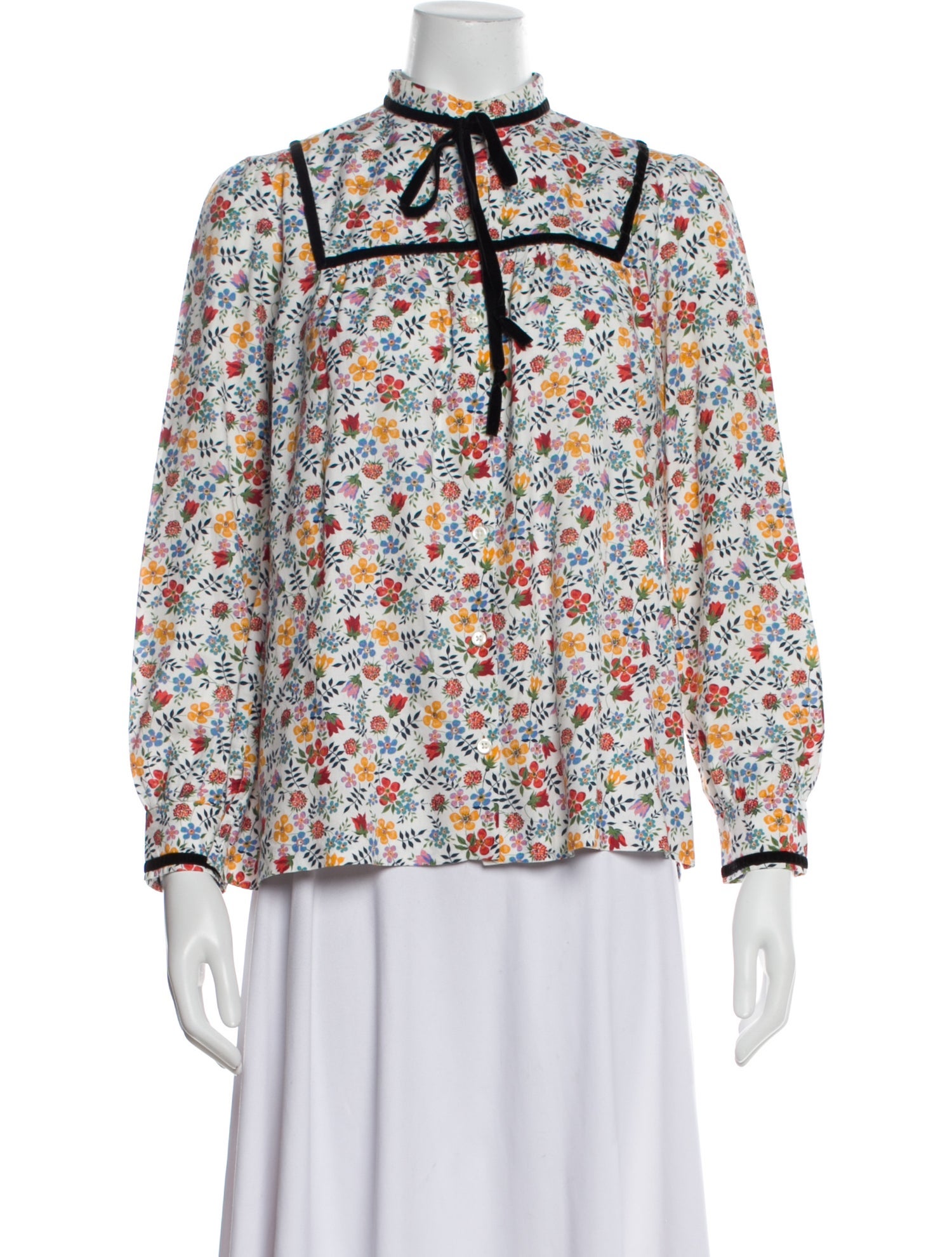 A.P.C. Floral Print Mock Neck Blouse