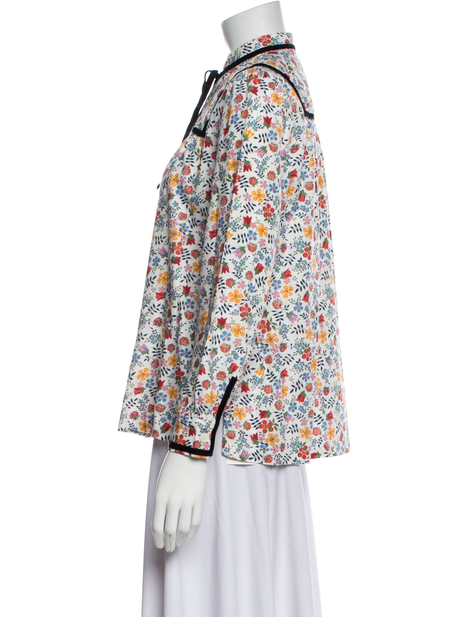 A.P.C. Floral Print Mock Neck Blouse