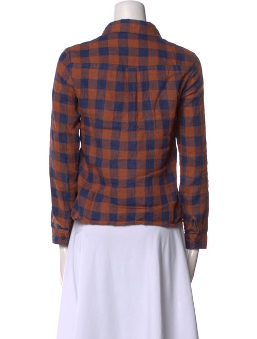 A.P.C. Linen Plaid Print Button-Up Top