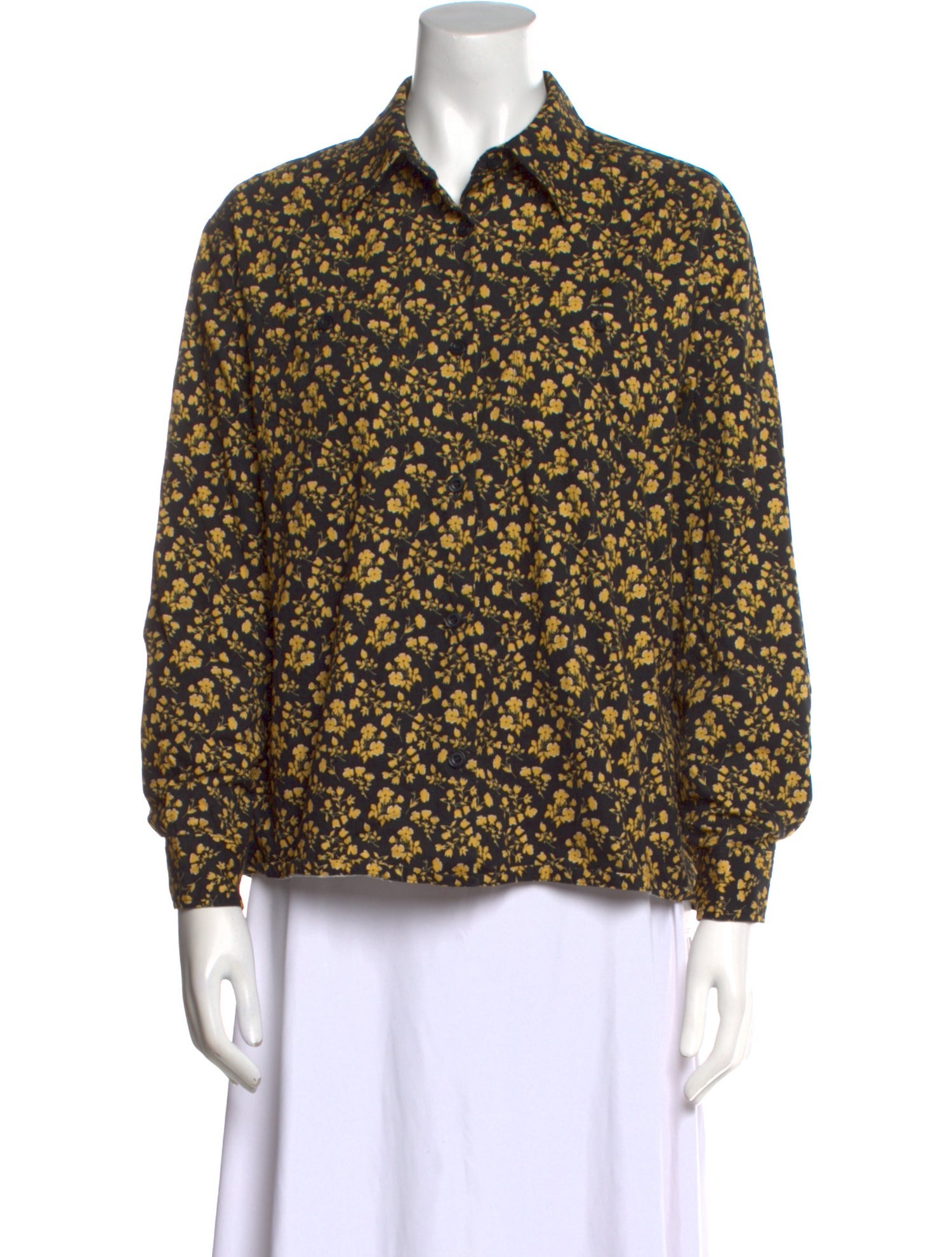 A.P.C. Floral Print Long Sleeve Button-Up Top