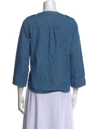 A.P.C. Crew Neck Three-Quarter Sleeve Button-Up Top