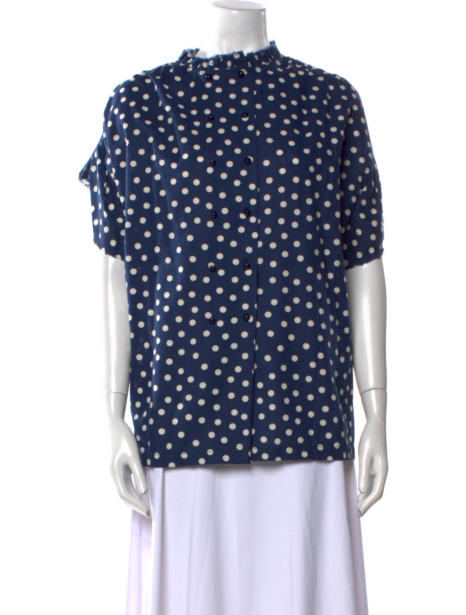 A.P.C. Polka Dot Print Mock Neck Blouse