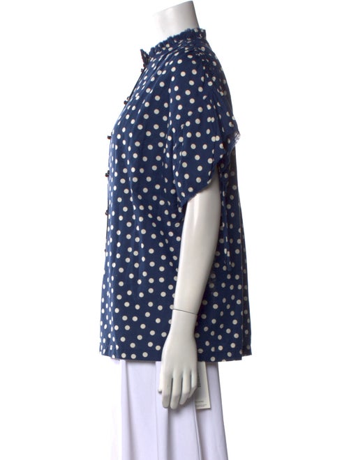 A.P.C. Polka Dot Print Mock Neck Blouse
