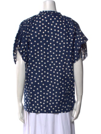 A.P.C. Polka Dot Print Mock Neck Blouse