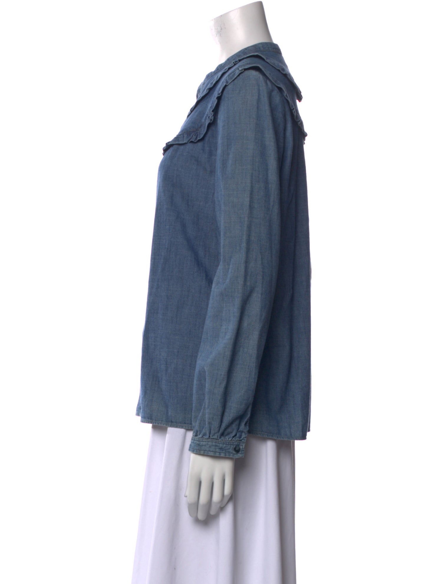 A.P.C. Crew Neck Long Sleeve Button-Up Top