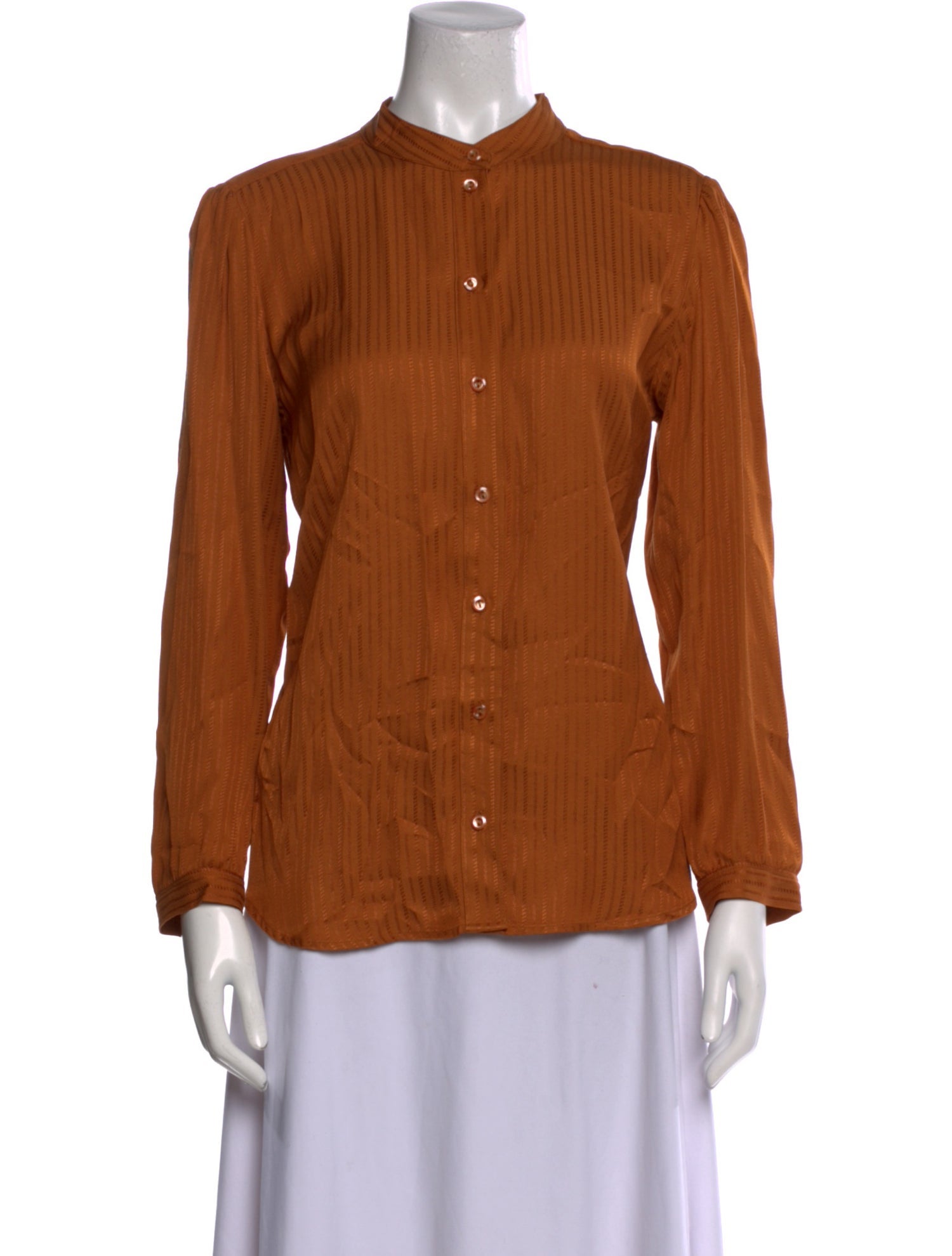 A.P.C. Mock Neck Long Sleeve Button-Up Top